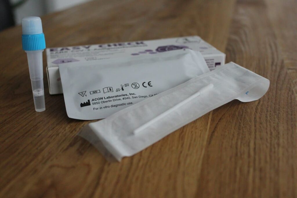 Sterile swab in its packet, used for throat or rectal chlamydia and gonorrhoea sampling