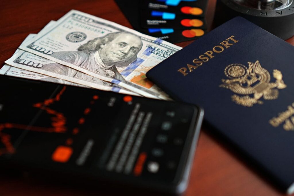 Passport, phone and power bank laid out, a simple checklist for a PEP or STD test appointment